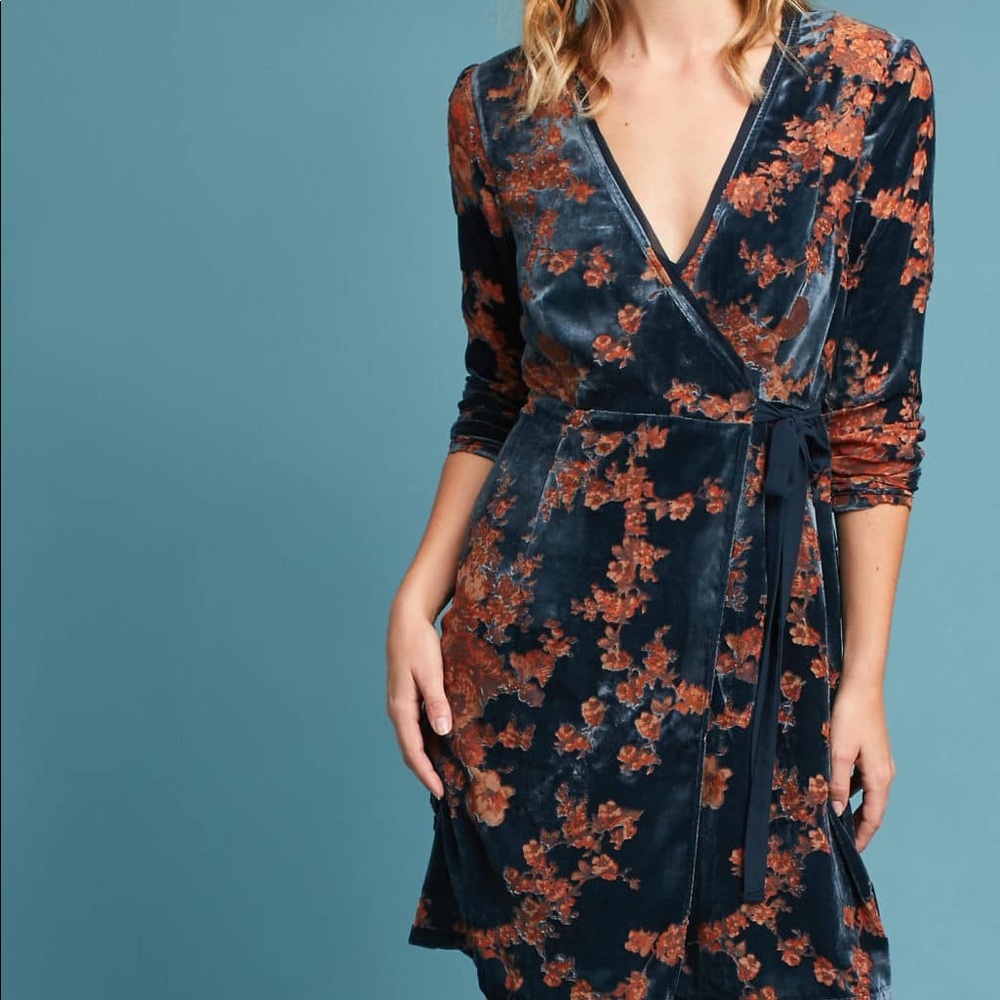 NWT Anthropologie Enya Velvet Burnout Dress Small